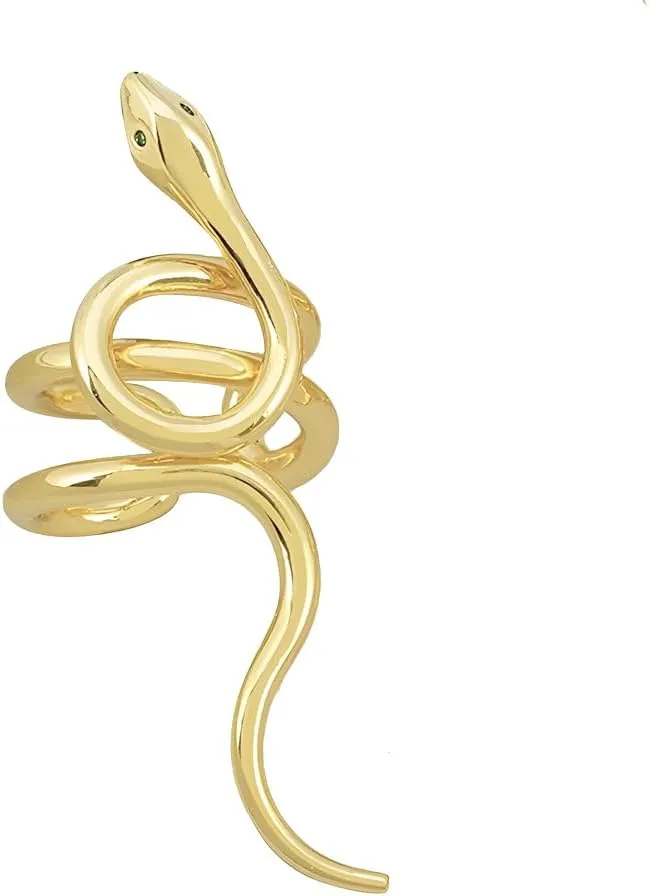 OIDIMS Unique Snake Adjustable Open Punk Rings for Women Men Gold Plated Fashion Exaggeration CZ Animal Personality Wrap Finger Band Stacking Ring Cocktail Party Holiday Gothic Statement Jewelry