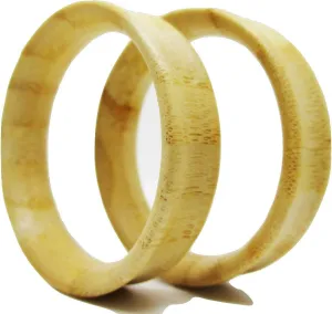 Organic Carved Wood Bamboo Ear Plug -Double Flared Saddle - Flesh Tunnel - Pair - 15 Sizes (0 Gauge (8mm))