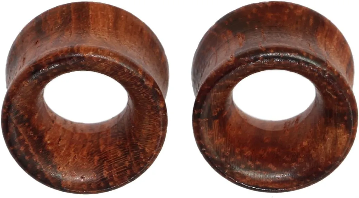 Organic Wood Double Flare Hollow Flesh Tunnel Plug Ear Stretching Kit Gauge 8mm to 20mm