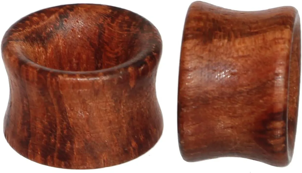 Organic Wood Double Flare Hollow Flesh Tunnel Plug Ear Stretching Kit Gauge 8mm to 20mm