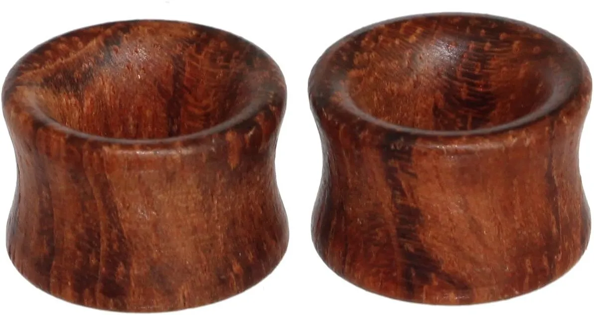 Organic Wood Double Flare Hollow Flesh Tunnel Plug Ear Stretching Kit Gauge 8mm to 20mm