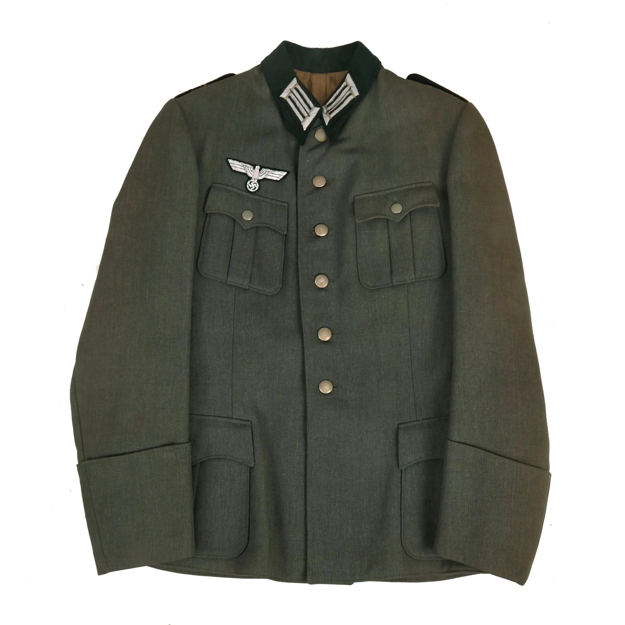 Original German WWII Heer Pioneer Combat Engineer Leutnant Officer's M36 Field Uniform Tunic with Trousers