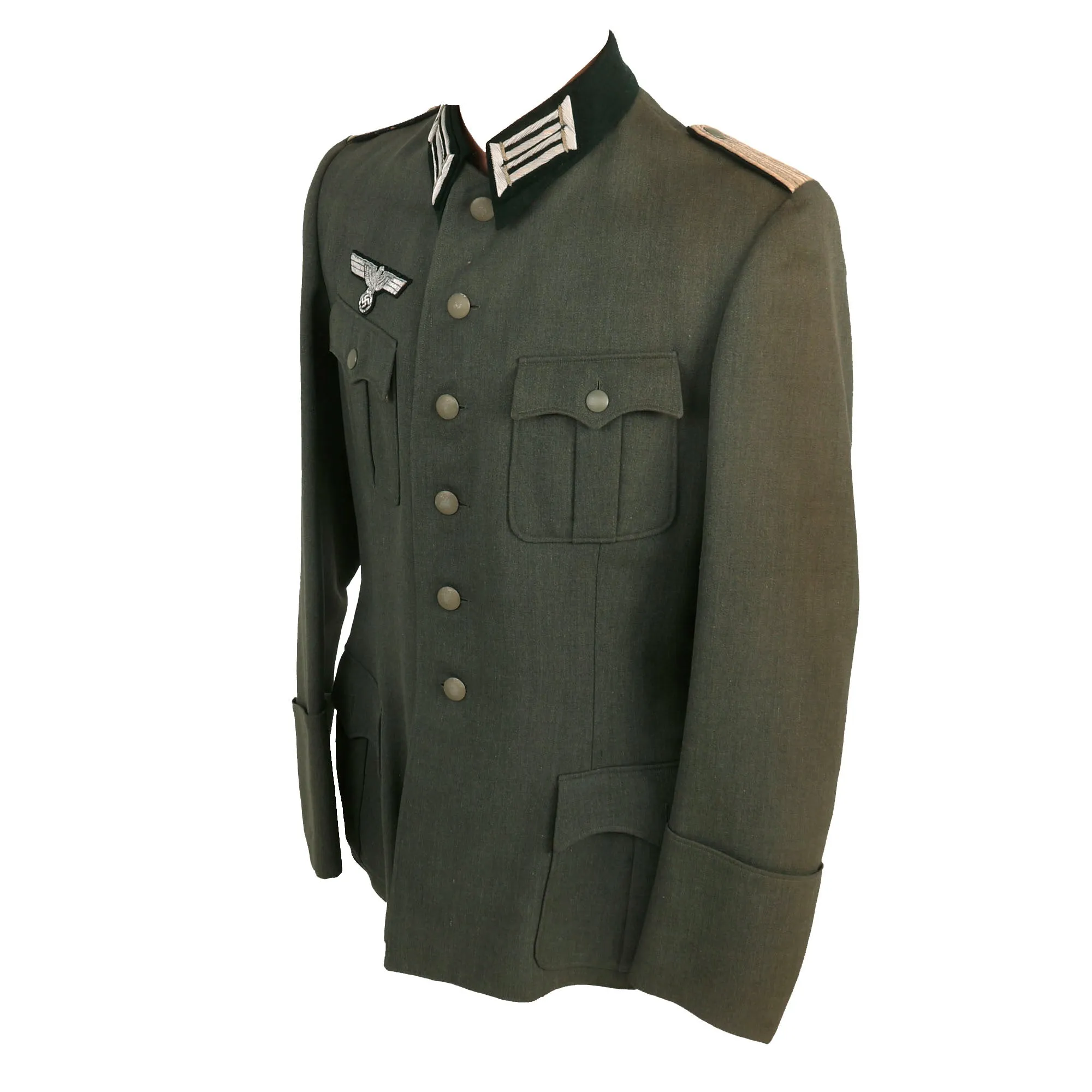 Original German WWII Heer Pioneer Combat Engineer Leutnant Officer's M36 Field Uniform Tunic with Trousers
