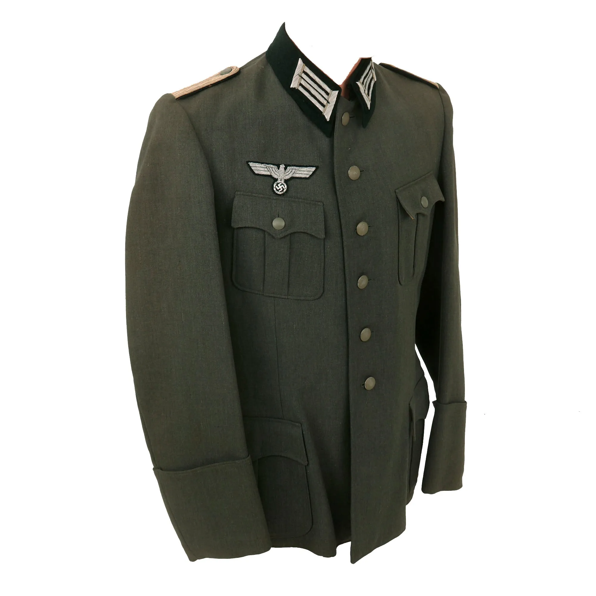 Original German WWII Heer Pioneer Combat Engineer Leutnant Officer's M36 Field Uniform Tunic with Trousers