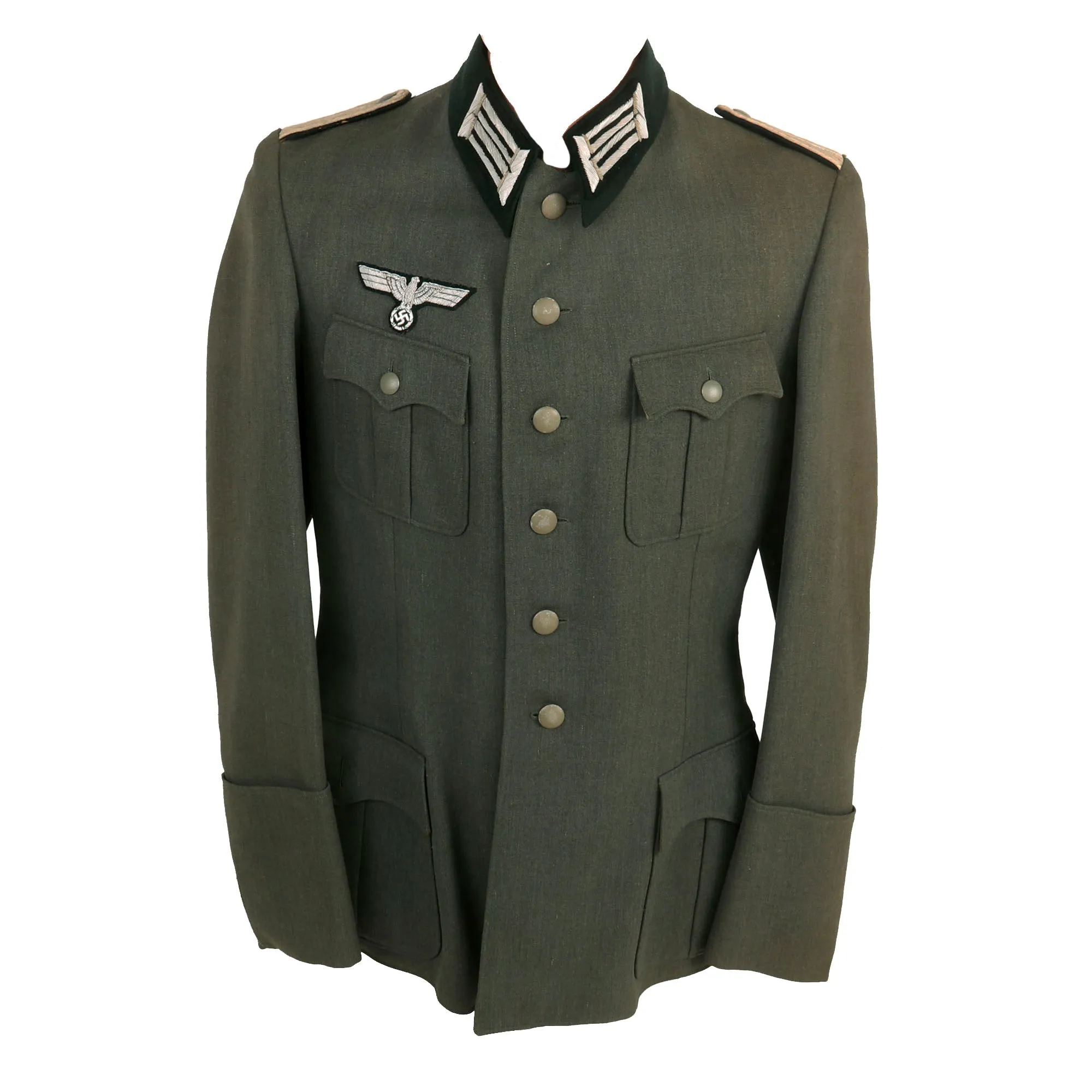 Original German WWII Heer Pioneer Combat Engineer Leutnant Officer's M36 Field Uniform Tunic with Trousers