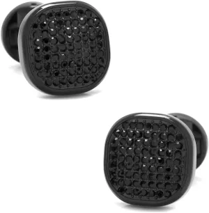 Ox & Bull Trading Company Black Stainless Steel Black Pave Crystal Cufflinks