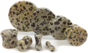 Pair (2PCS) DALMATIAN JASPER STONE PLUGS Double Flare Gauges Organic Ear Tunnels 9213