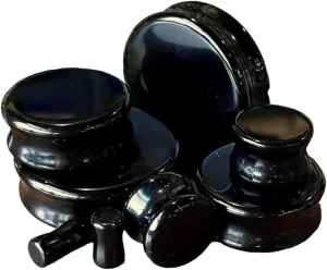 PAIR of Black Onyx Organic Stone Plugs Gauges - up to 38mm available!
