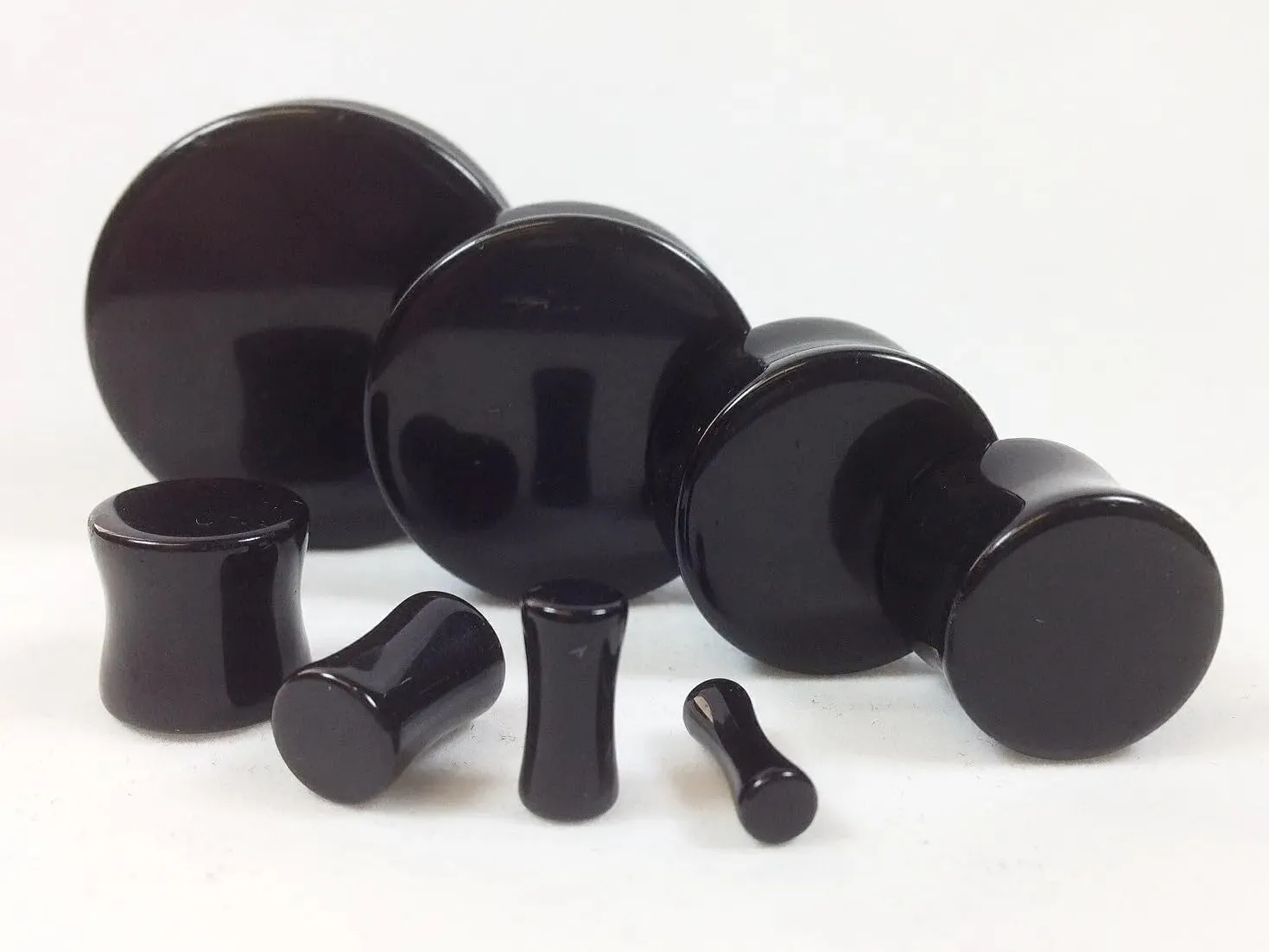 PAIR of Black Onyx Organic Stone Plugs Gauges - up to 38mm available!