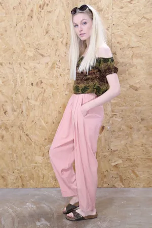 Pastel Peach Pink High Waisted Trousers