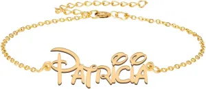Patricia Custom Name Bracelet Personalized Dainty Bangles Engraved Cutted Crafted Friendship Ankle Jewelry Gift for Womens