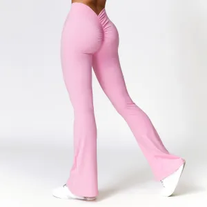 Peach Hip Raise Yoga BellBottom Pants Fitness Sports Wide Legs Bootcut Trousers High Waist Quick Drying Yoga Pants Women