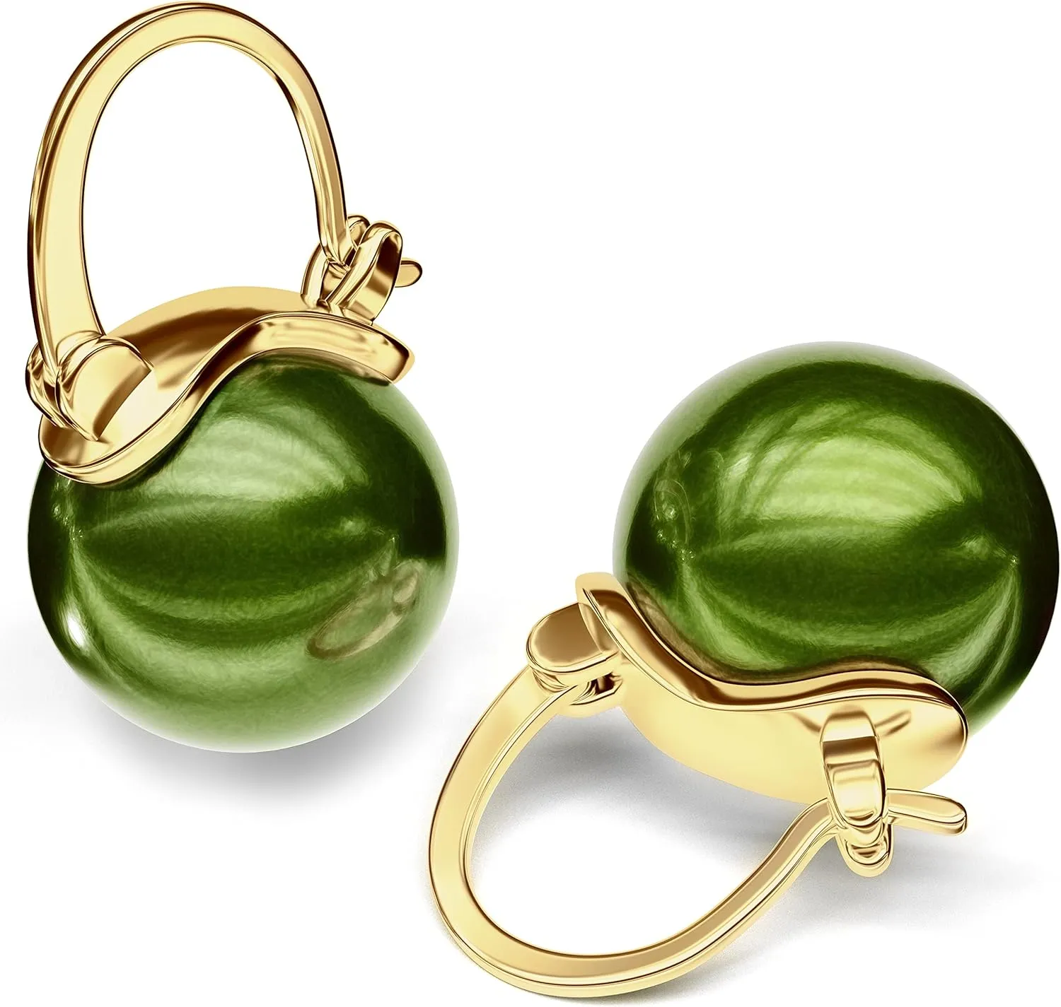 Pearl Drop Stud Earrings Huggie Hoop Golden-tone Earrings for Women, ideal bridal, work, party, dress, holidays
