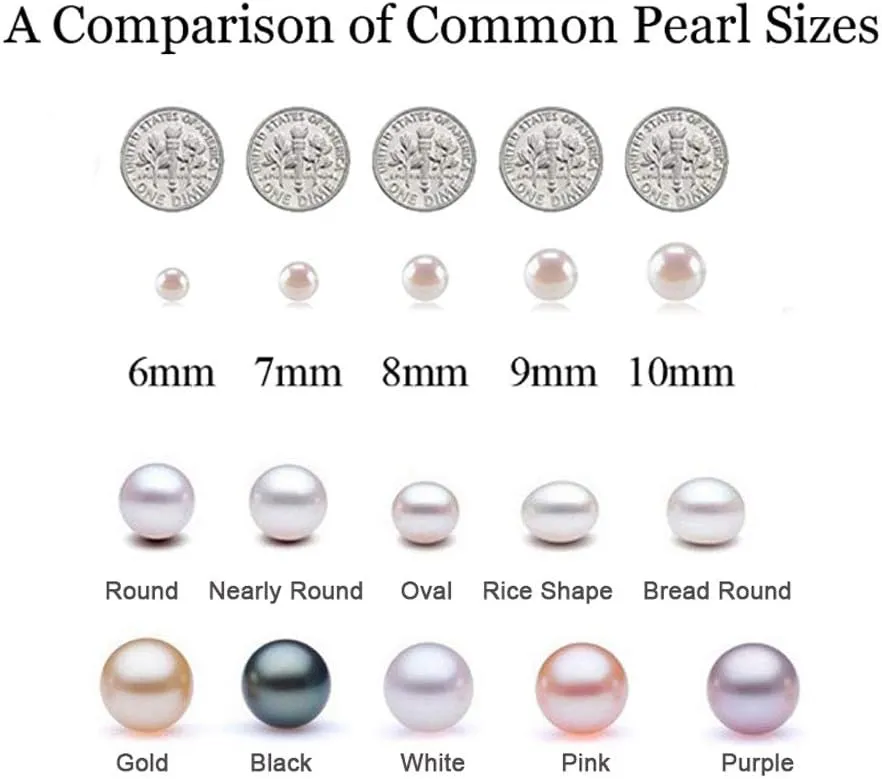 Pearl Jewelry Set For Women S925 Sterling Silver/14K Gold Plated Necklace & Earrings Set Freshwater Pearl Pendant Cage Set for Wedding Anniversary Prom Birthday Gift
