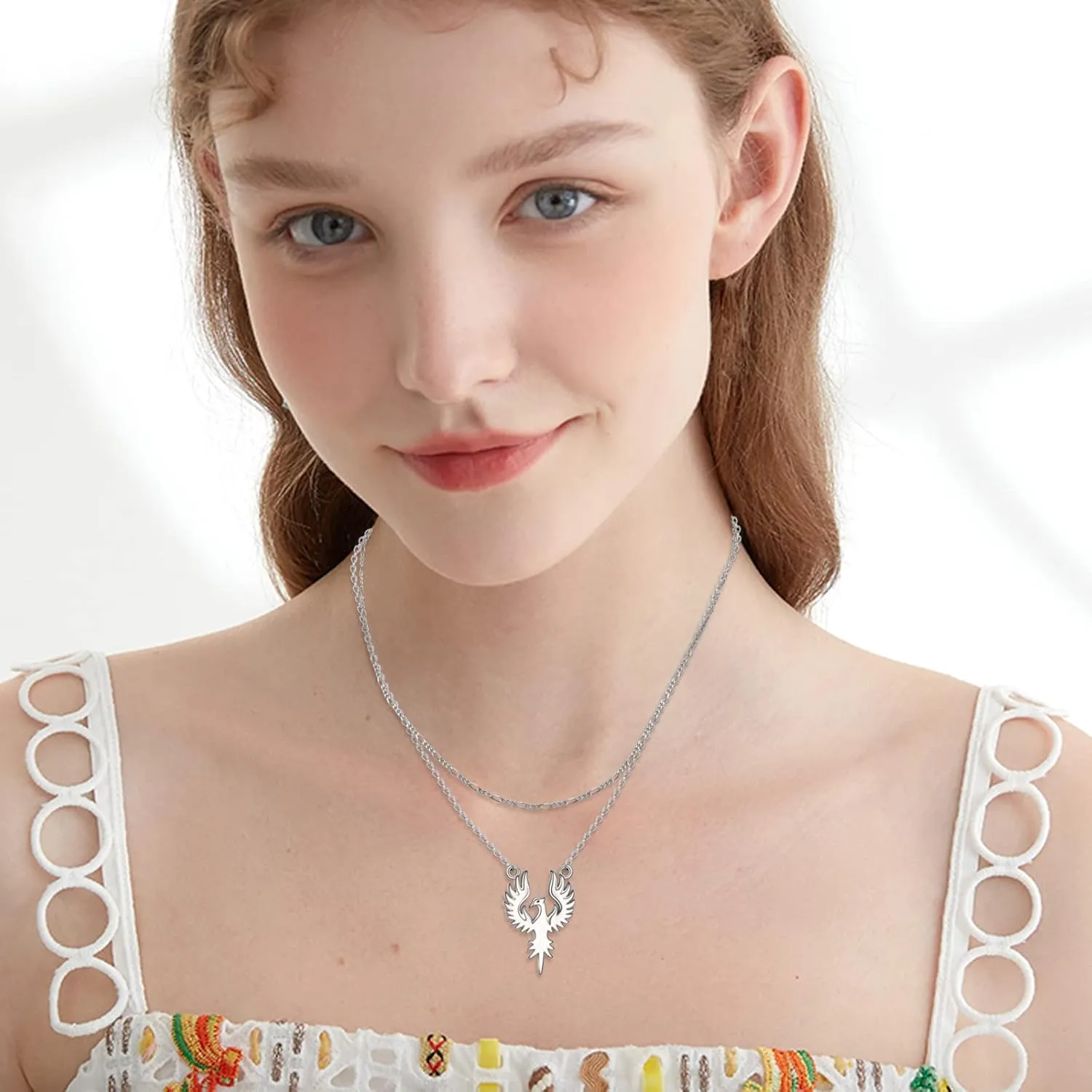 Phoenix/Yin Yang/Lightning Bolt Layered Necklace Sterling Silver Paperclip Chain Preppy Necklaces Jewelry Gifts For Women