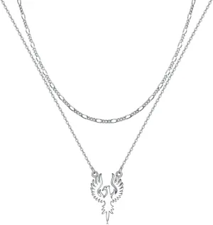 Phoenix/Yin Yang/Lightning Bolt Layered Necklace Sterling Silver Paperclip Chain Preppy Necklaces Jewelry Gifts For Women