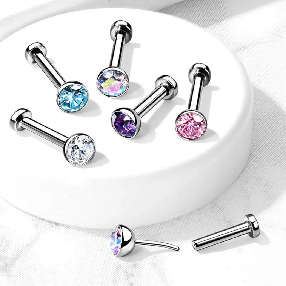 Pierced Owl - 20G Extra Petite 6mm Barbell Implant Grade Titanium Threadless Push-in 2mm Crystal Flat Back Stud