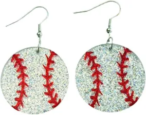 Pingyongchang Sport Ball Glitter Acrylic Earrings Cute Baseball Football Softball Rugby Volleyball Soccer Dangle Drop Earrings for Women Games Day Jewelry Sport Lover Gift