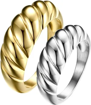 Promise Ring Women, Twist Mens Wedding Ring Unique, Stainless Steel Ring Band for Christmas