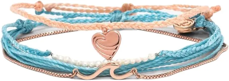 Pura Vida By the Sea Style Bracelet Pack - Stackable Bracelets for Women - Handmade Accessories, Adjustable Bands - Multicolor, Set of 4