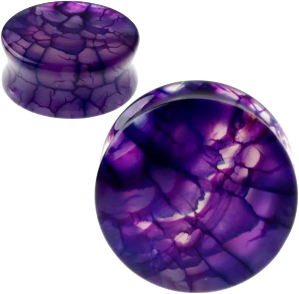 Purple Dragon Vein Organic Stone Ear Plugs Gauges Sold in Pairs
