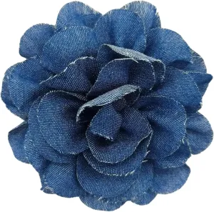 PURPLELILY Blue Fabric Camellia Flower Brooches for Women Handmade Cloth Lapel Pin Corsage Fashion Jewelry Badge Cloth Accessories, 10cm/3.94inch, Denim Alloy
