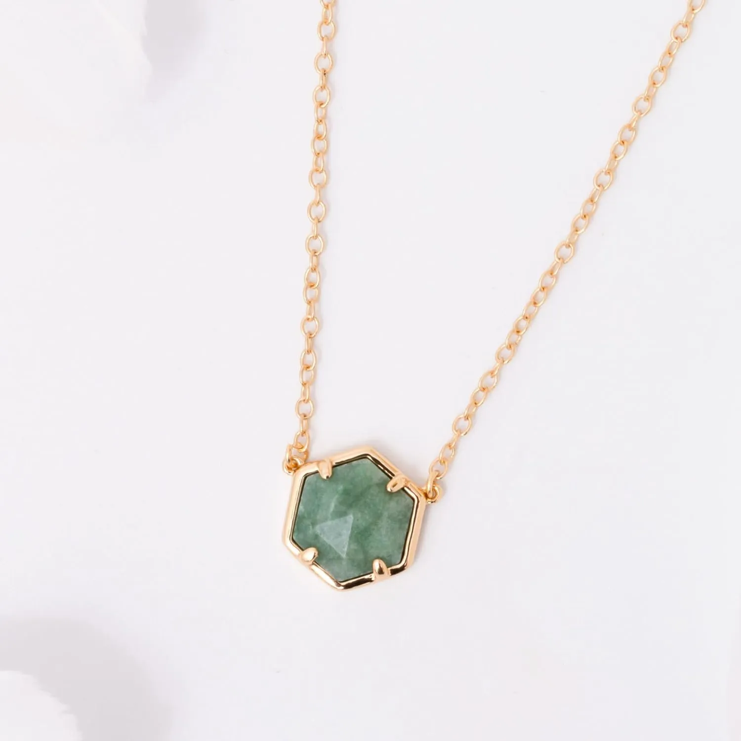 QUADRI 14K Gold Plated Necklace Gemstone Pendant - Dainty Necklaces for Women - Amethyst, Green Fluorite, Labradorite, Rose Quartz - Pendant Necklace for Women - Length: 16"  2" extension