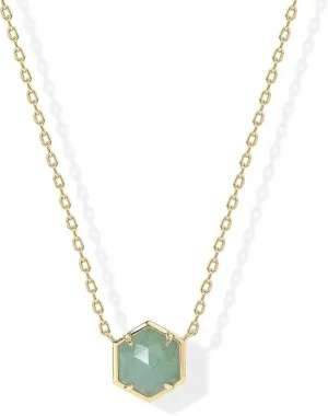 QUADRI 14K Gold Plated Necklace Gemstone Pendant - Dainty Necklaces for Women - Amethyst, Green Fluorite, Labradorite, Rose Quartz - Pendant Necklace for Women - Length: 16"  2" extension