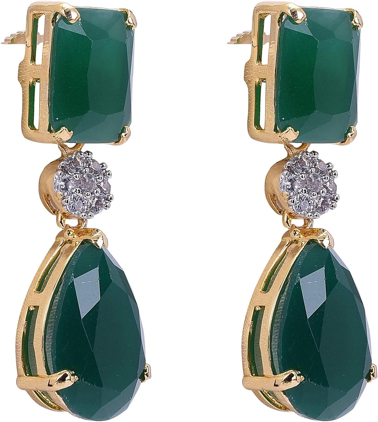 Ratnavali Jewels Gold Plated Cubic Zirconia Dangle Drop Earrings Jewelry For Women