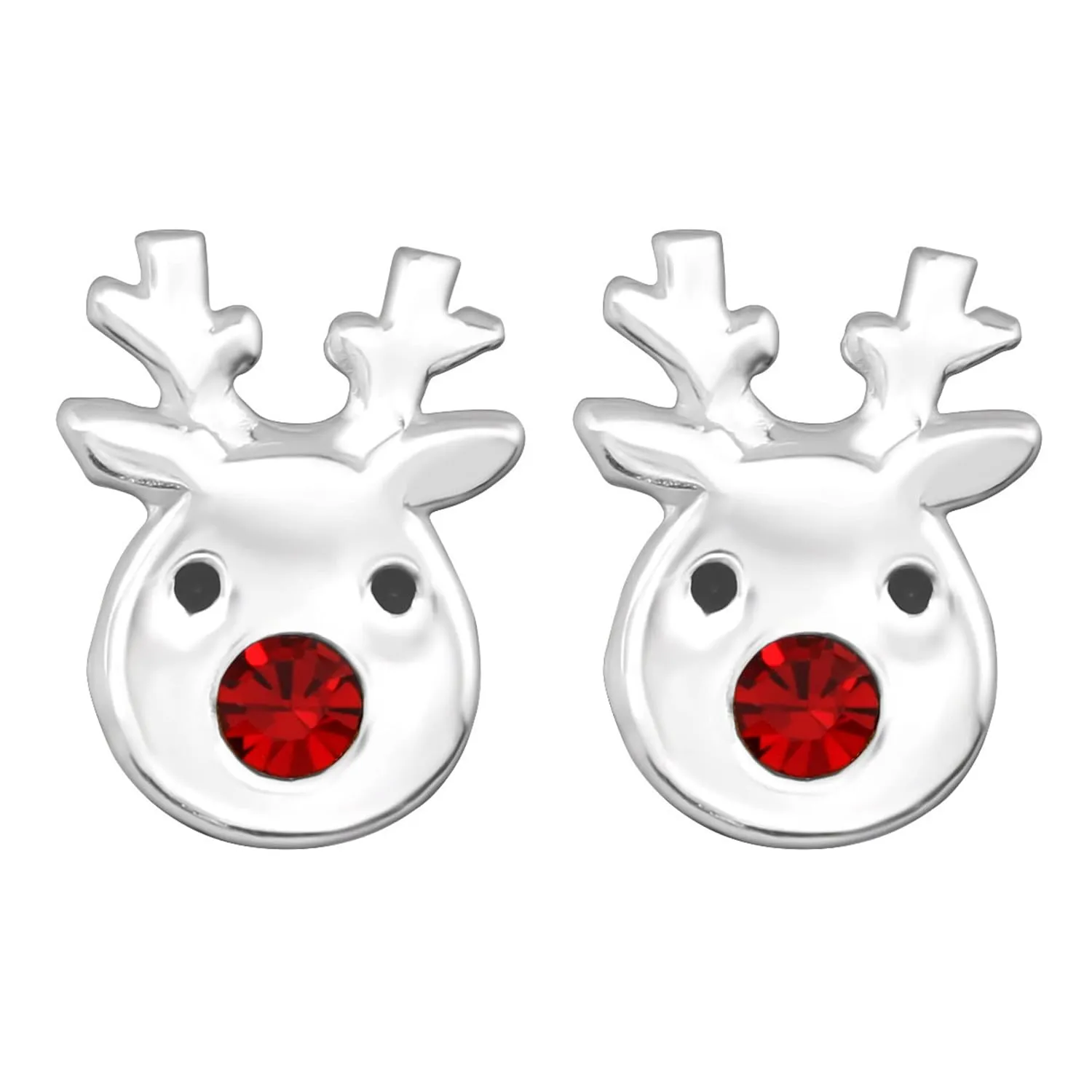 Red Nose Reindeer Stud Earrings | Festive Christmas Holiday Stud Earrings for Women and Girls (Sterling Silver)