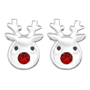 Red Nose Reindeer Stud Earrings | Festive Christmas Holiday Stud Earrings for Women and Girls (Sterling Silver)