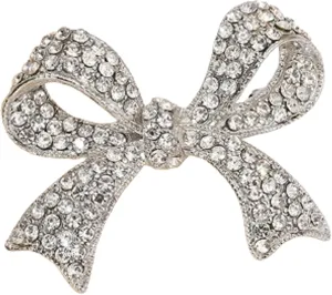 Rhinestone Bow Brooch Pins,Vintage Crystal Ribbon Bow Pearl Lapel Pins Elegant Clothes Hat Bag Brooch Accessories for Women Girls