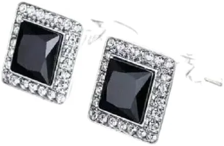rkjewellry_store || Gorgeous 3Ct Princess Cut Lab Created Black Diamond Men's Cufflinks 14K White Gold Plated 925 Sterling Silver