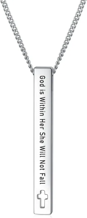 Rnivida Christian Bible Verse Bar Necklaces for Women, Religious Faith Inspirational Birthday Jewelry Gift