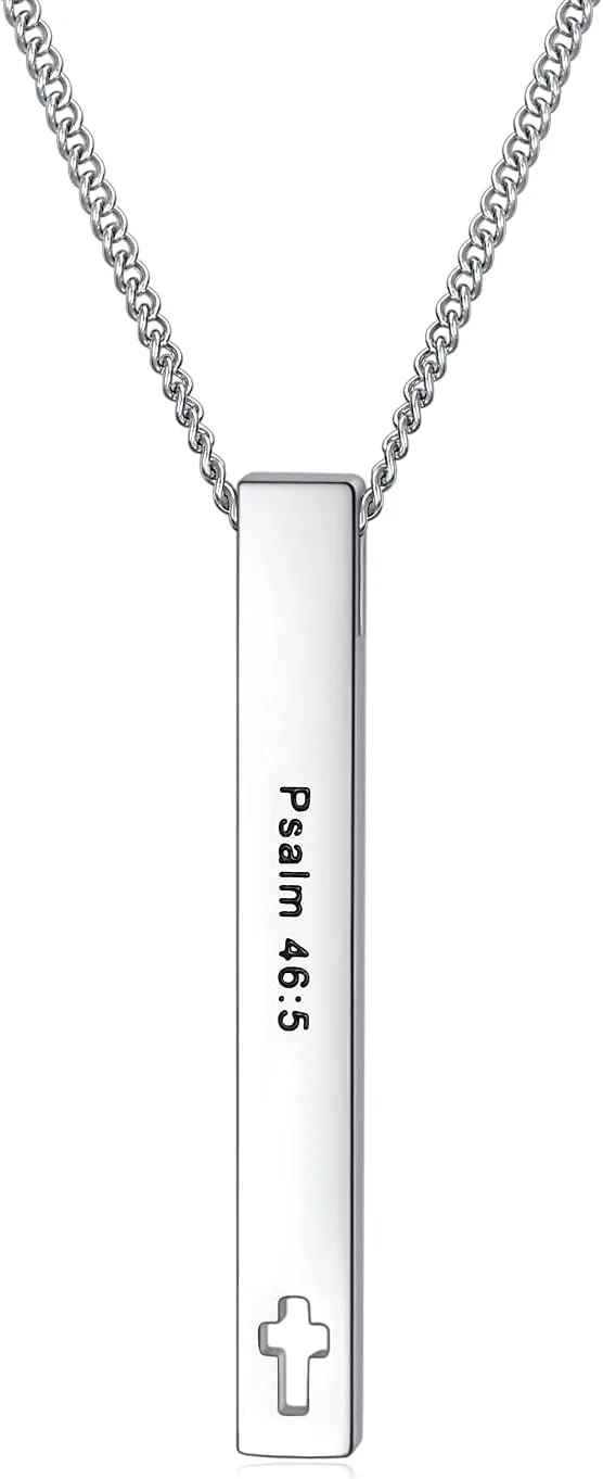 Rnivida Christian Bible Verse Bar Necklaces for Women, Religious Faith Inspirational Birthday Jewelry Gift