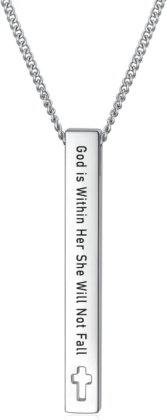 Rnivida Christian Bible Verse Bar Necklaces for Women, Religious Faith Inspirational Birthday Jewelry Gift