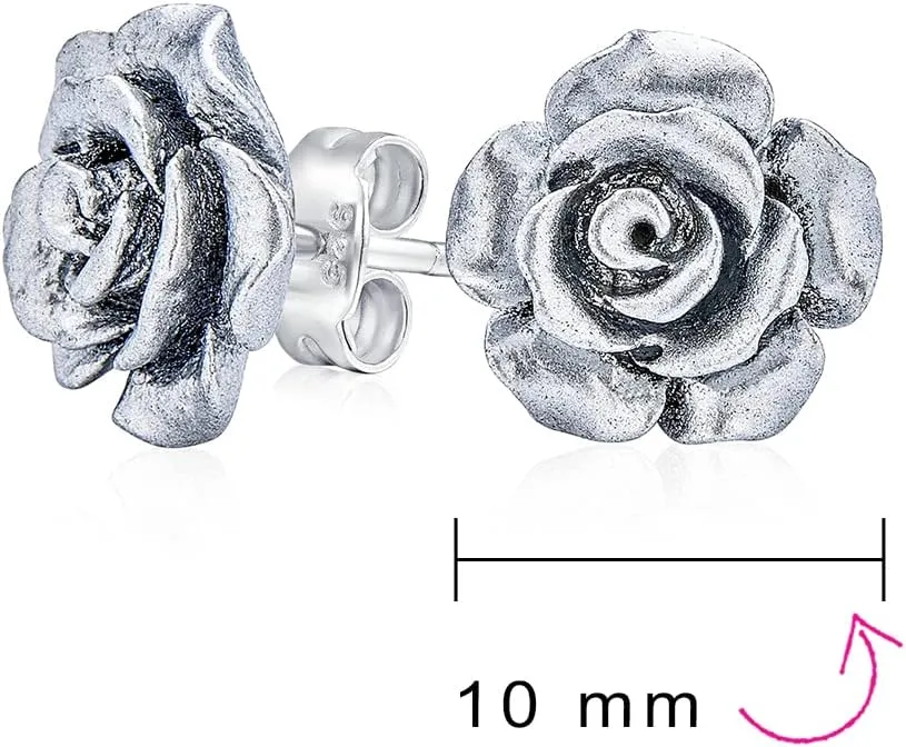 Romantic Delicate Pink Blue Yellow Green Black Purple White Red Floral Blooming 3D Carved 10MM Rose Flower Post Stud Earrings For Women Teen Lightweight