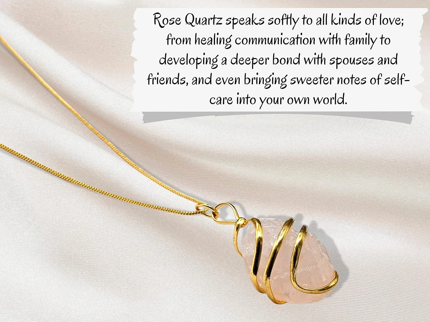 Rose Quartz Necklace - Raw Healing Crystal Necklace for Teen Girl Gifts - Gold Jewelry for Women - Gold Necklaces for Women - Cute Trendy Stuff Gifts Aesthetic Necklace