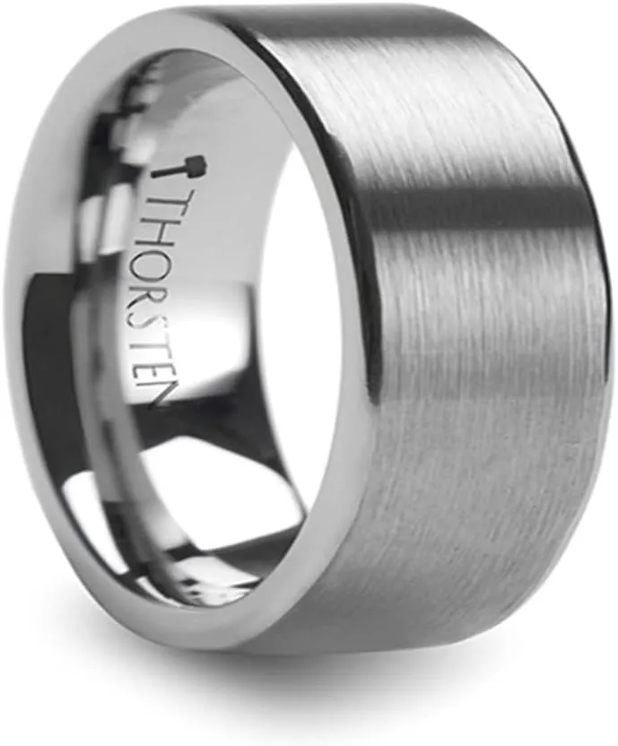 Roy Rose Jewelry Flat Brush Finish Tungsten Wedding Ring Unique Matching Couple Wedding Ring Set 4mm & 8mm Wide (Set of Two Rings)