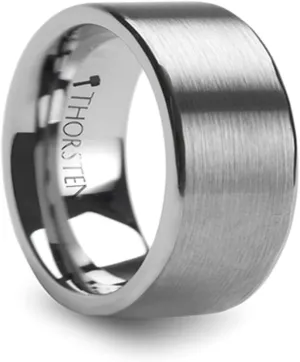 Roy Rose Jewelry Flat Brush Finish Tungsten Wedding Ring Unique Matching Couple Wedding Ring Set 4mm & 8mm Wide (Set of Two Rings)