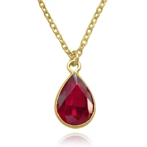 Ruby Necklace for Women, Premium Gold Pear Drop Necklaces for Women - Tarnish Free 18K Gold Plated Certified S925 Classic Statement Necklace Gold Jewelry for Women - Mothers Day Gifts for Mom Wife