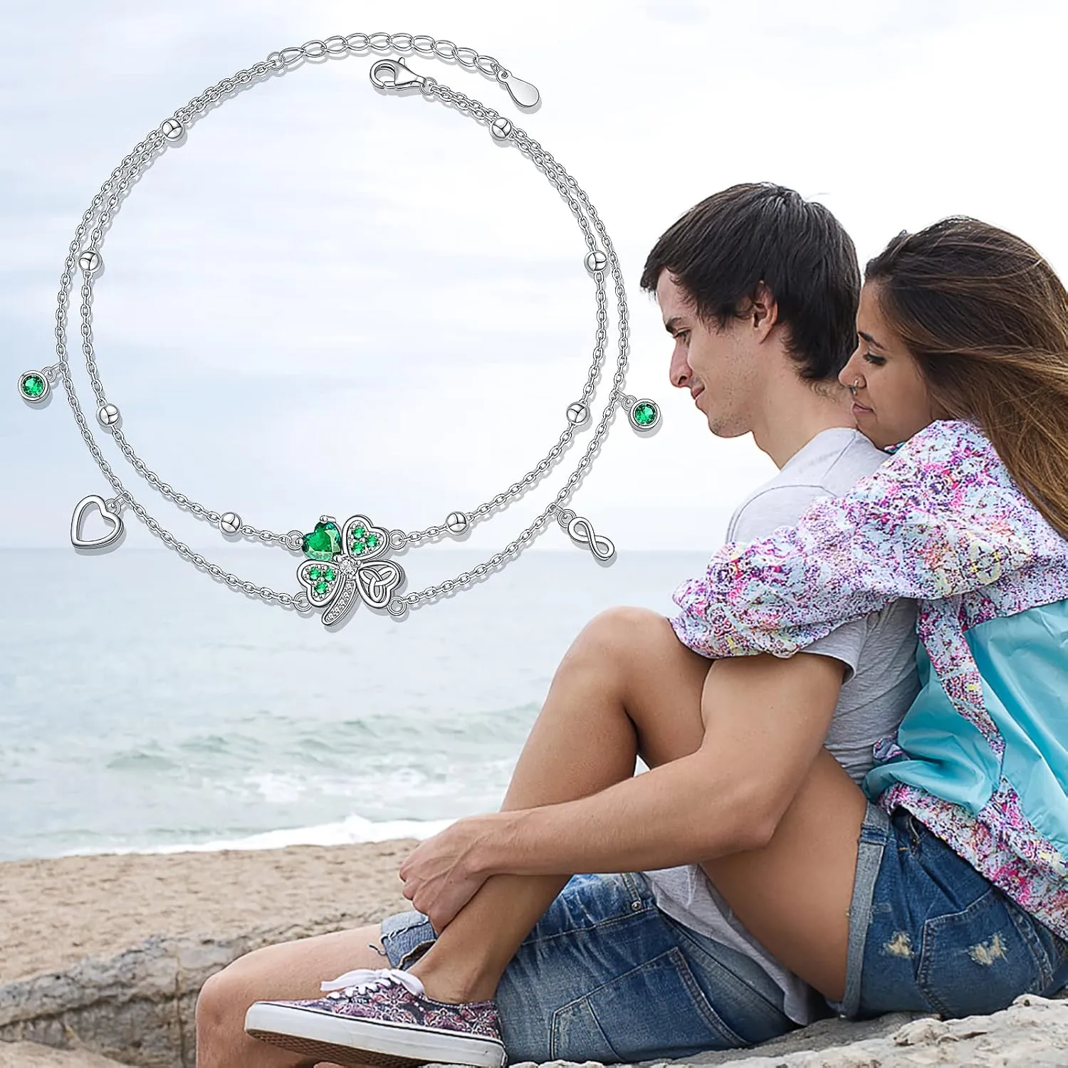 S925 Sterling Silver Anklets Adjustable Beach Foot Ankle Bracelet Jewelry Gifts For Women Girls