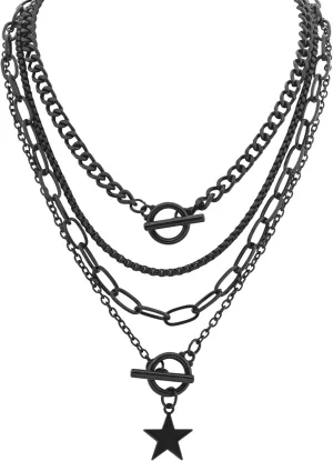 Sacina Goth Layered Black Star Choker Necklace, Black Jewelry, Gothic Punk Grunge Emo Necklace, Christmas Jewelry Gift for Women