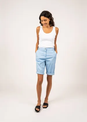 Samantha plain Bermuda shorts - in light cotton (CIEL)