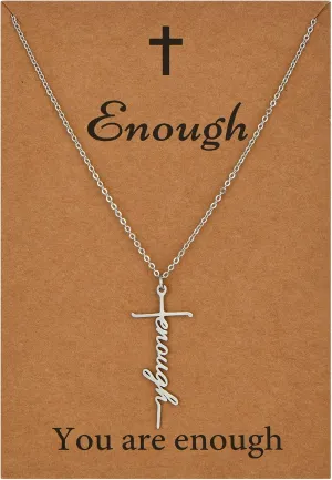 SANNYRA Faith Necklace for Women - Cross Grace Bestie Grace Hope Necklaces for Womens - 14K Gold Silver Plated Inspirational Pendant Gift for Her