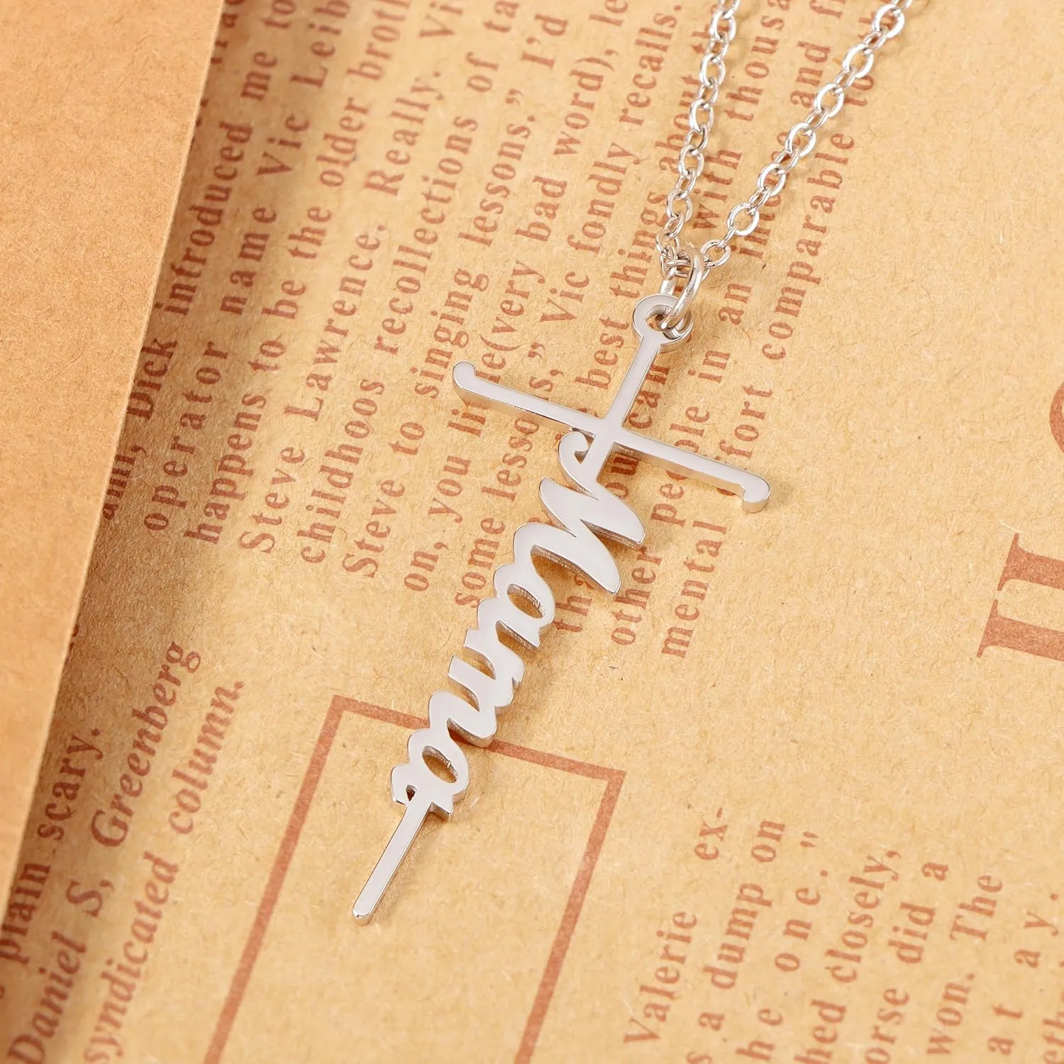SANNYRA Faith Necklace for Women - Cross Grace Bestie Grace Hope Necklaces for Womens - 14K Gold Silver Plated Inspirational Pendant Gift for Her