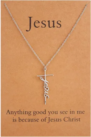 SANNYRA Faith Necklace for Women - Cross Grace Bestie Grace Hope Necklaces for Womens - 14K Gold Silver Plated Inspirational Pendant Gift for Her