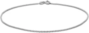 SEA OF ICE Sterling Silver 1mm Round Ball Bead Chain Anklet For Women, Size 9", 10" and 11" Italy