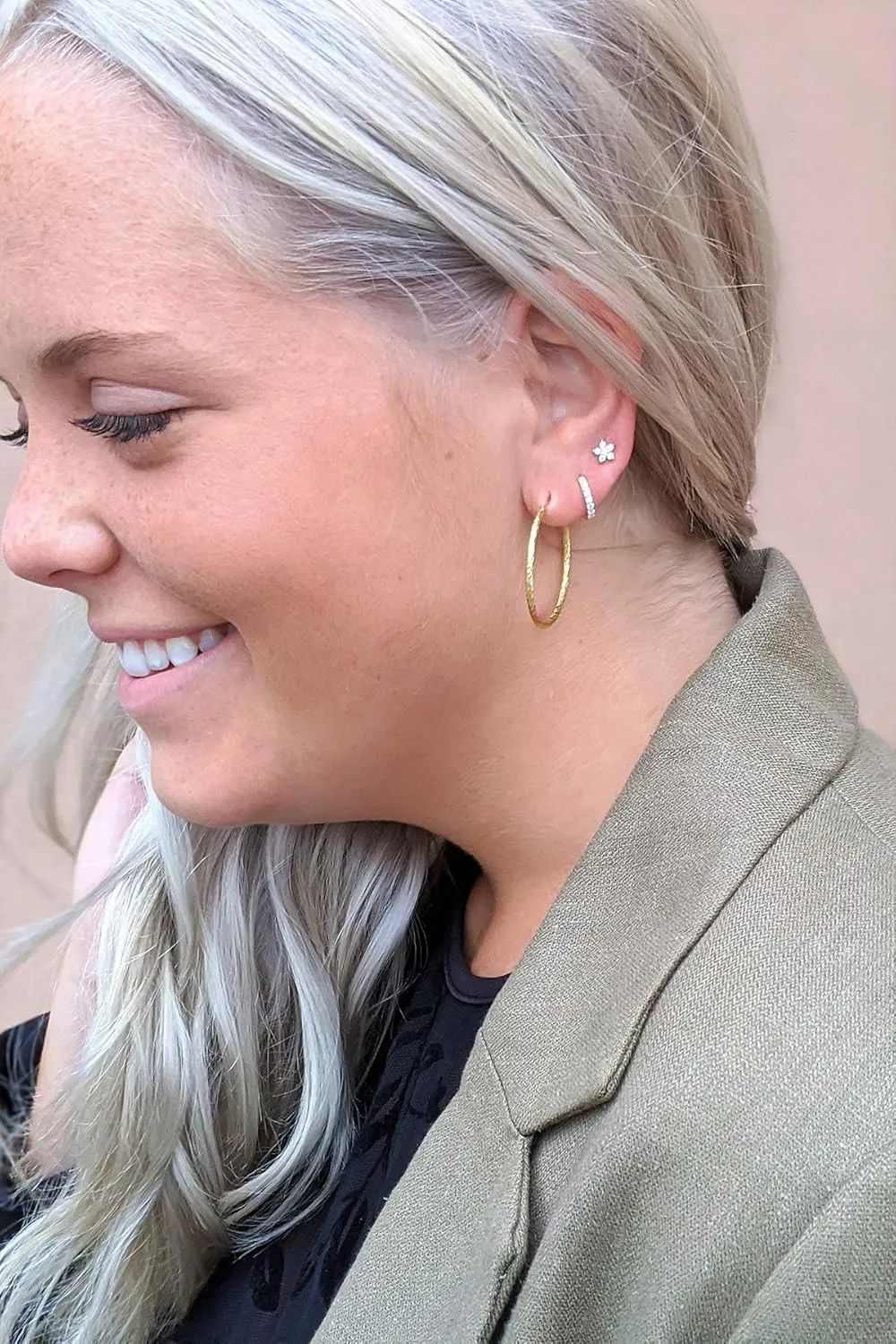 Set of 3 Single Studs in Sterling silver 925 Sterling Silver 18K Gold Plated Small Stud Earrings Set | Screw Back Studs | Tiny Cartilage Earring | Second Hole Earring