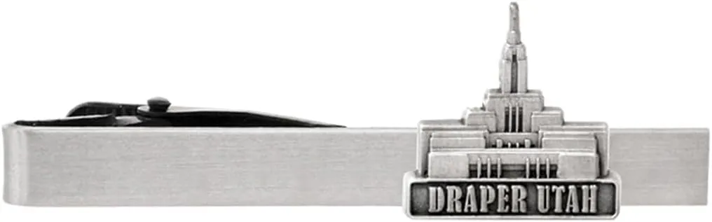 Silver Tie Clip by Ringmasters | LDS Temple Tie Clips for Men with Antique Silver Finish | Suit Accessories for Weddings, Church, & Formal Events | Versatile Tie Pin, (Draper Utah)